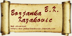 Borjanka Kazaković vizit kartica